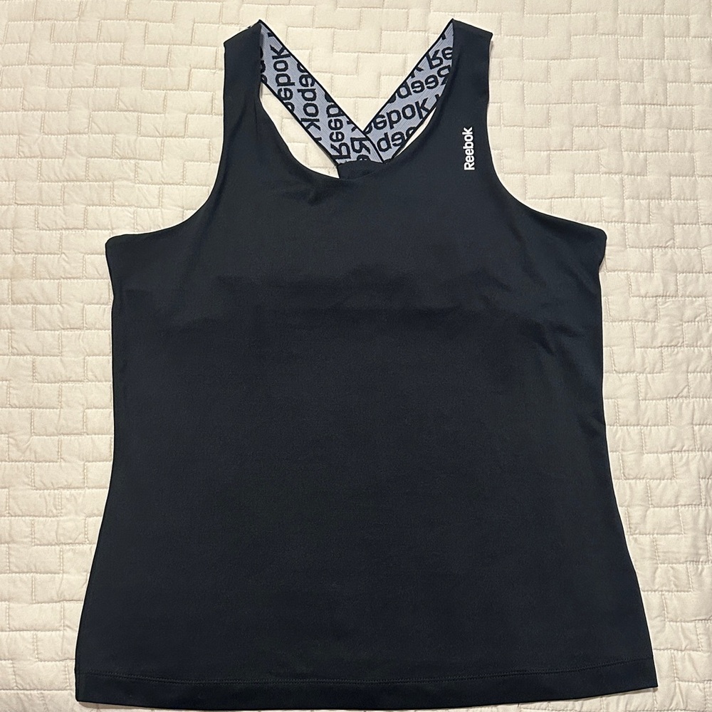 Reebok Black Athletic Tank with Logo Straps
